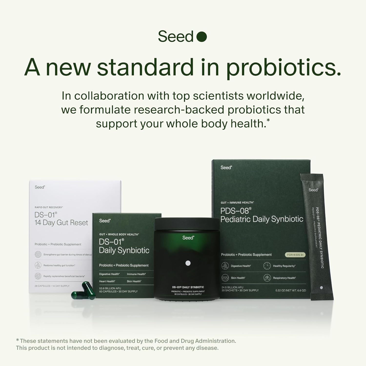 Seed DS-01 Daily Synbiotic – Probiotic + Prebiotic Supplement